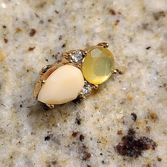 JJG Jonette Jewelry Bee Shaped Clip on Earrings. Yellow and Clear Rhinestones. - Picture 5 of 12